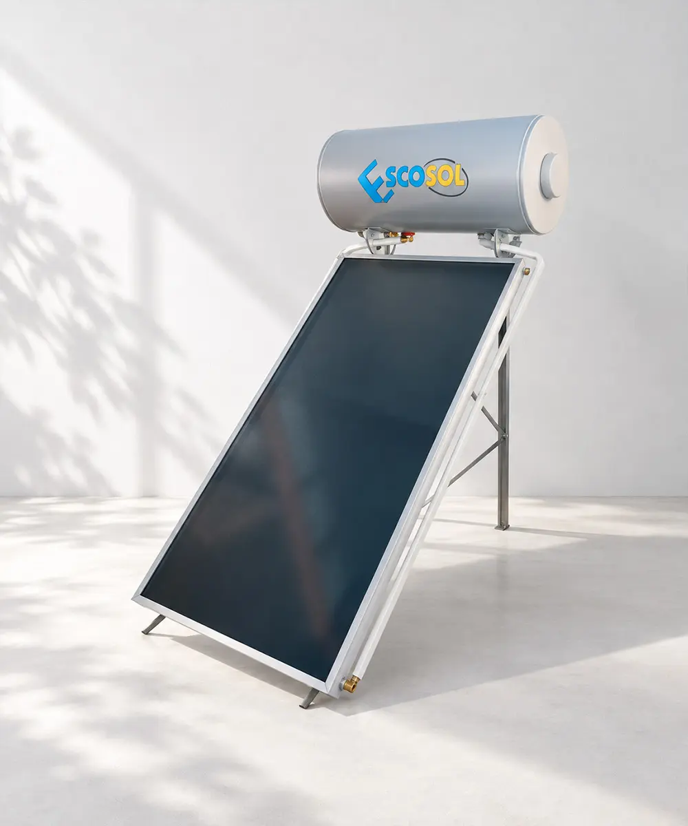 Escosol Termosifón Solar 160L - Vista general Termosifón solar Escosol 160L captadores planos selectivos - vista general del equipo